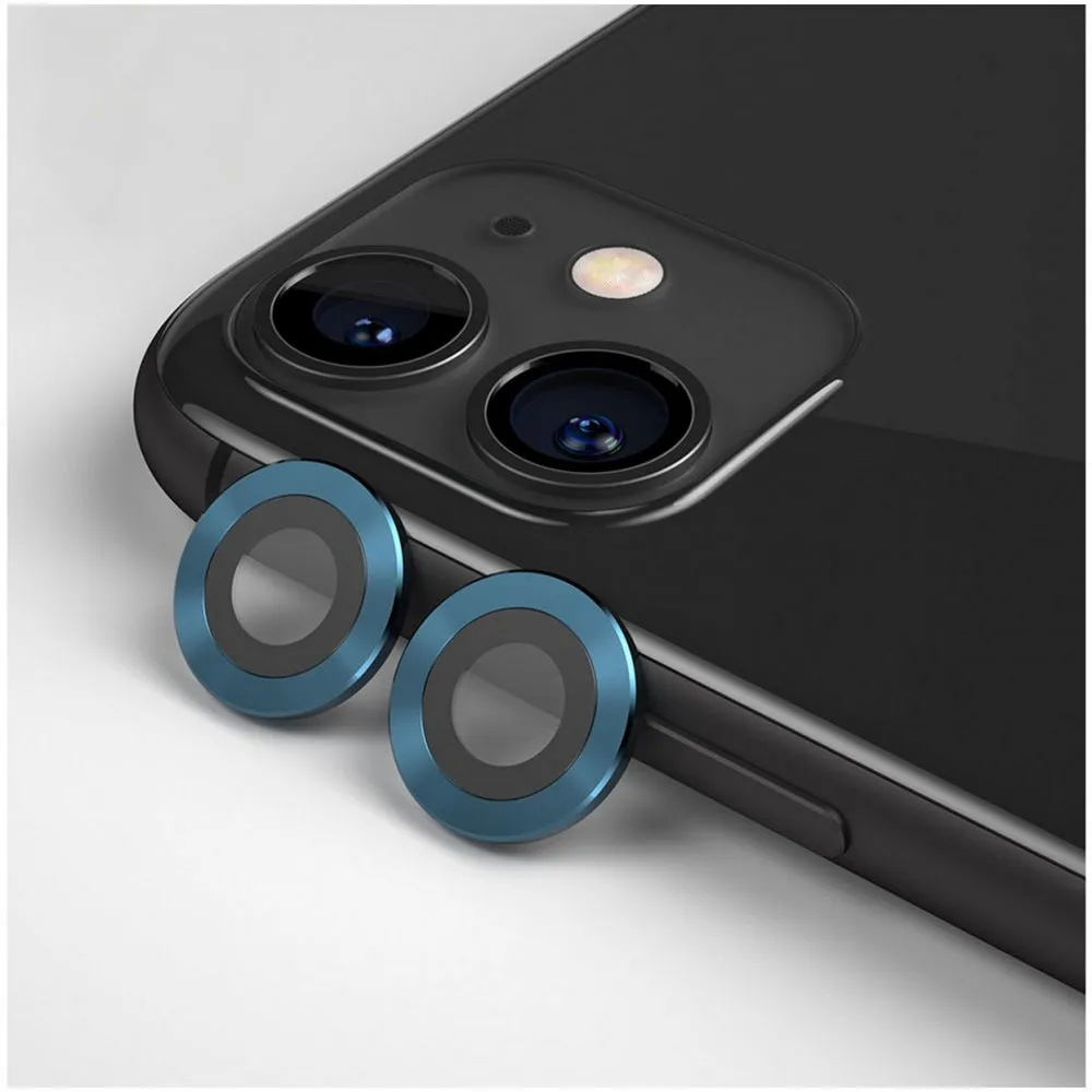 Стекло BlueO Camera Armor Lens (алюм.кромка, 2шт) для iPhone 11/12/12 mini, 0.26. Цвет: синий
