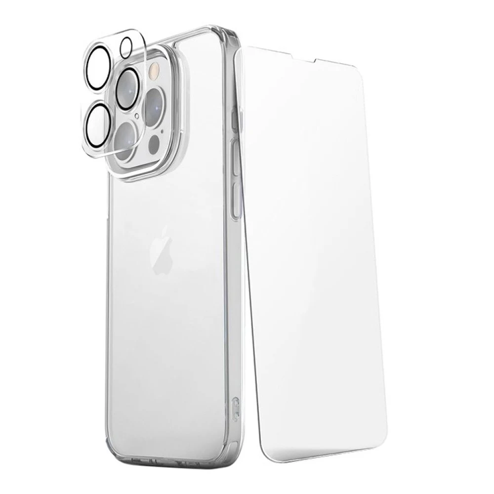 Набор Uniq Bundle 360 для iPhone 15 Pro (Lifepro Xtreme+Optix glass+Camera lens). Цвет: прозрачный
