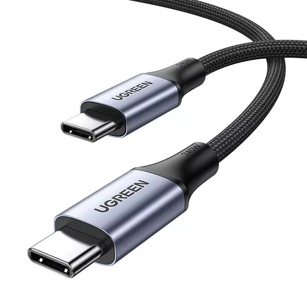 Кабель UGREEN USB-C to USB-C Cable 240W Aluminum Case в оплетке, 1м. Цвет: "серый космос"
