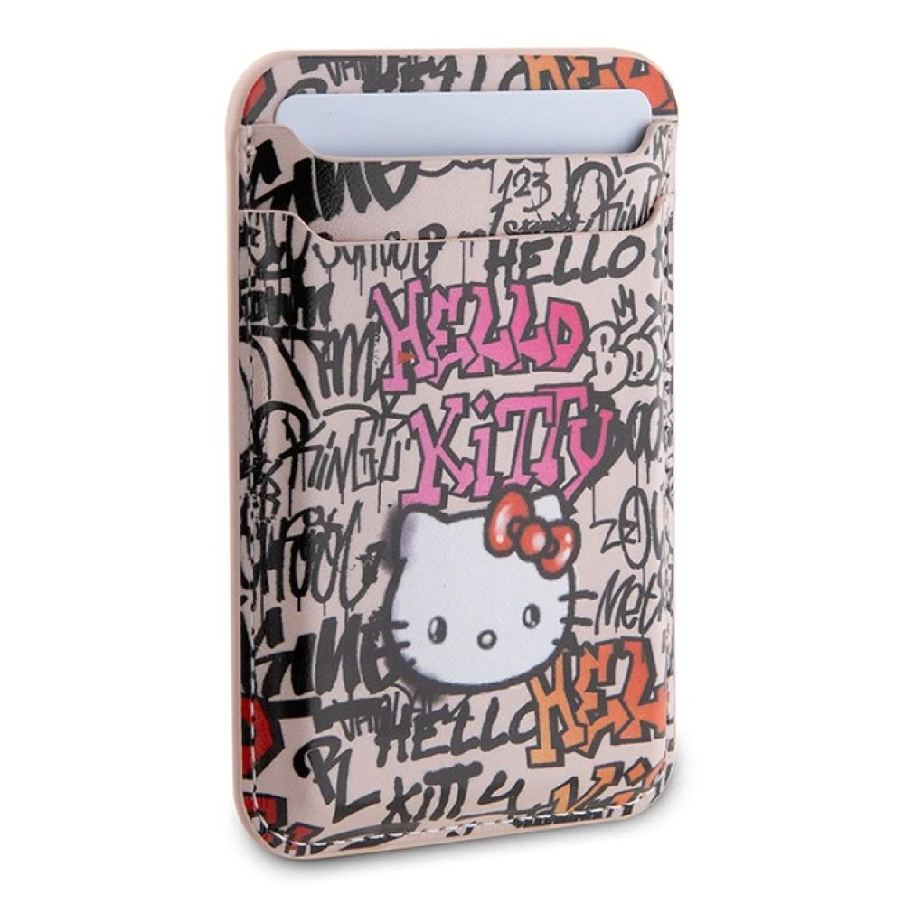 Магнитный бумажник Hello Kitty Cardslot MagSafe PU leather Graffiti Tags. Цвет: розовый