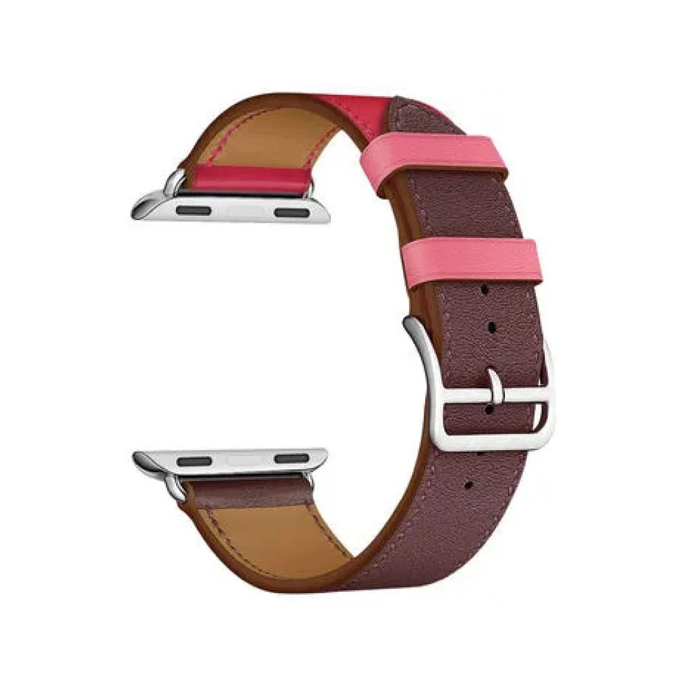 Ремешок кожаный Lyambda Maia для Apple Watch 38мм/40мм. Цвет: коричневый/красный