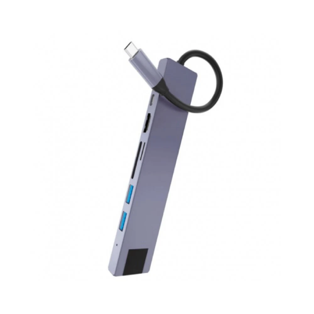 USB-хаб VLP Multiport 7 в 1 USB-C, 3хUSB-A 3.0, HDMI, RJ-45, SD/Micro SD. Цвет: графит