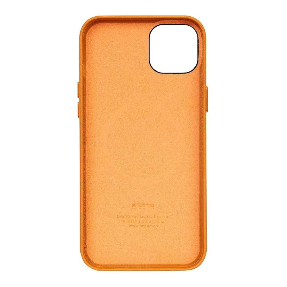 Чехол K-DOO Noble Collection Magsafe для iPhone 15, кожа. Цвет: оранжевый