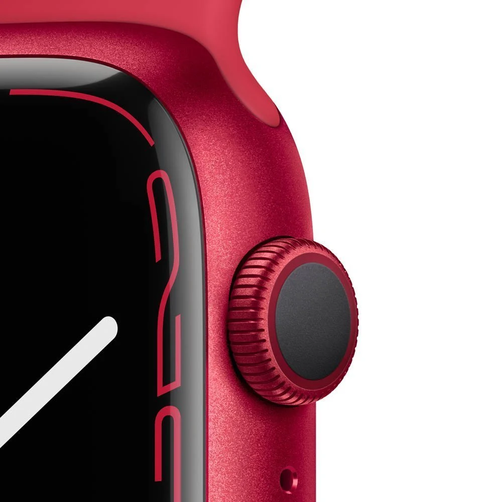 Apple Watch Series 7, 45мм, корпус из алюминия красного цвета, спортивный ремешок красный