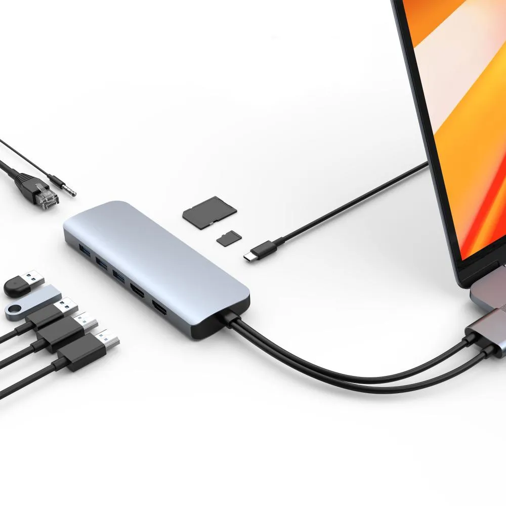USB-хаб HyperDrive Viper 10-in-2 Hub for USB-C MacBook Pro/Air. Цвет: "Серый космос"