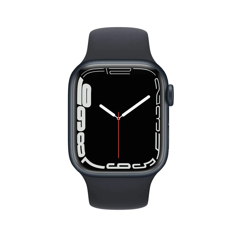 Apple Watch Series 7, 45мм, корпус из алюминия цвета "Тёмная ночь", спортивный ремешок "Тёмная ночь"