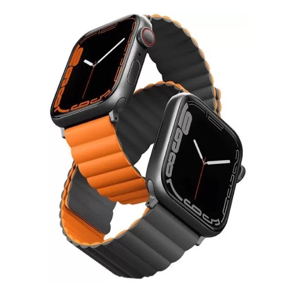 Ремешок силиконовый Uniq Revix reversible Magnetic для Apple Watch 42мм/44мм. Цвет: серый/оранжевый