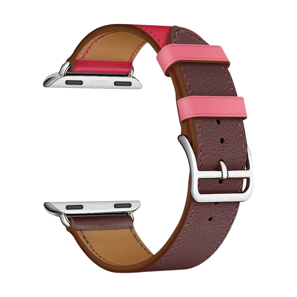 Ремешок кожаный Lyambda Maia для Apple Watch 42мм/44мм. Цвет: коричневый/красный