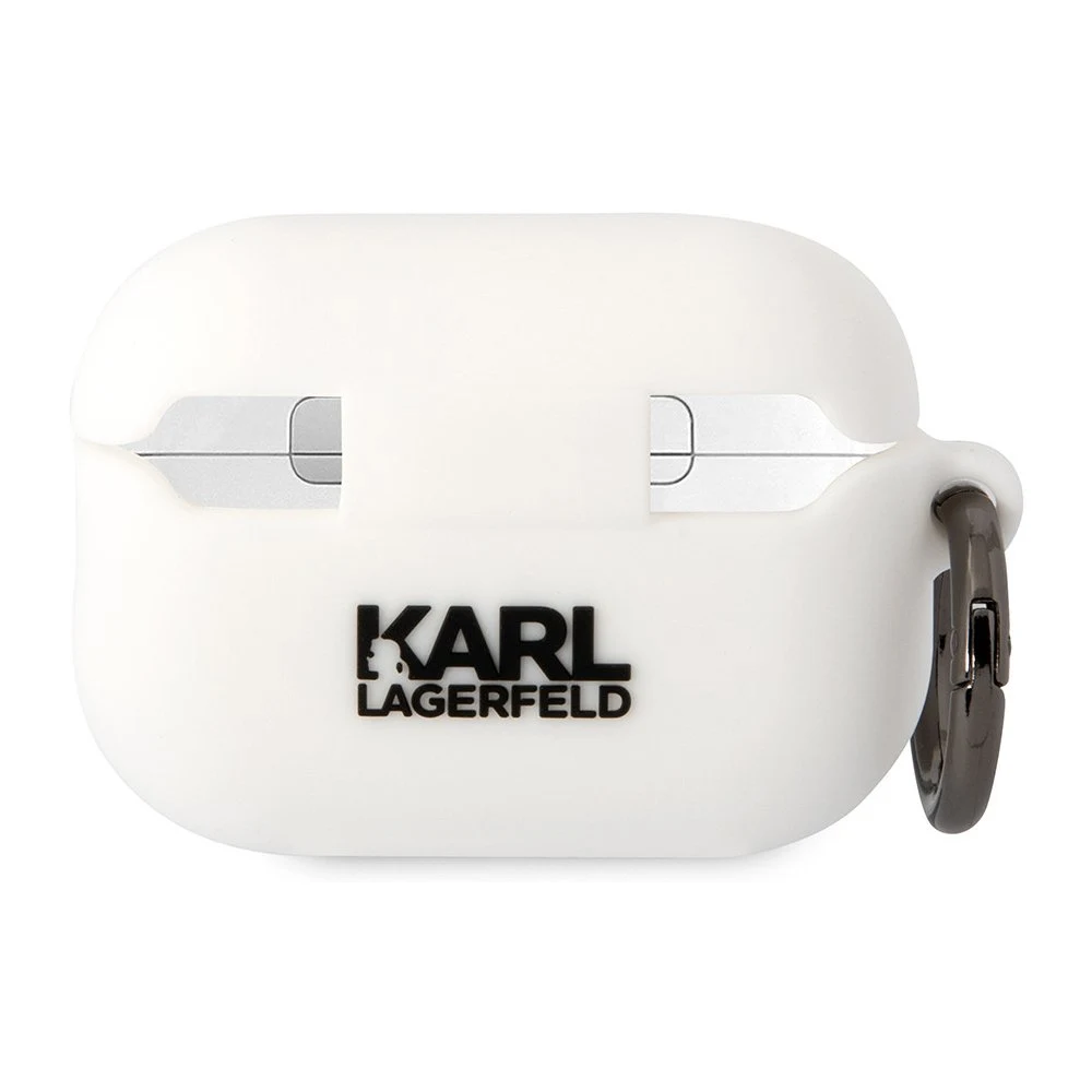 Чехол Lagerfeld NFT 3D Choupette для Airpods Pro 2 силиконовый с кольцом. Цвет: белый