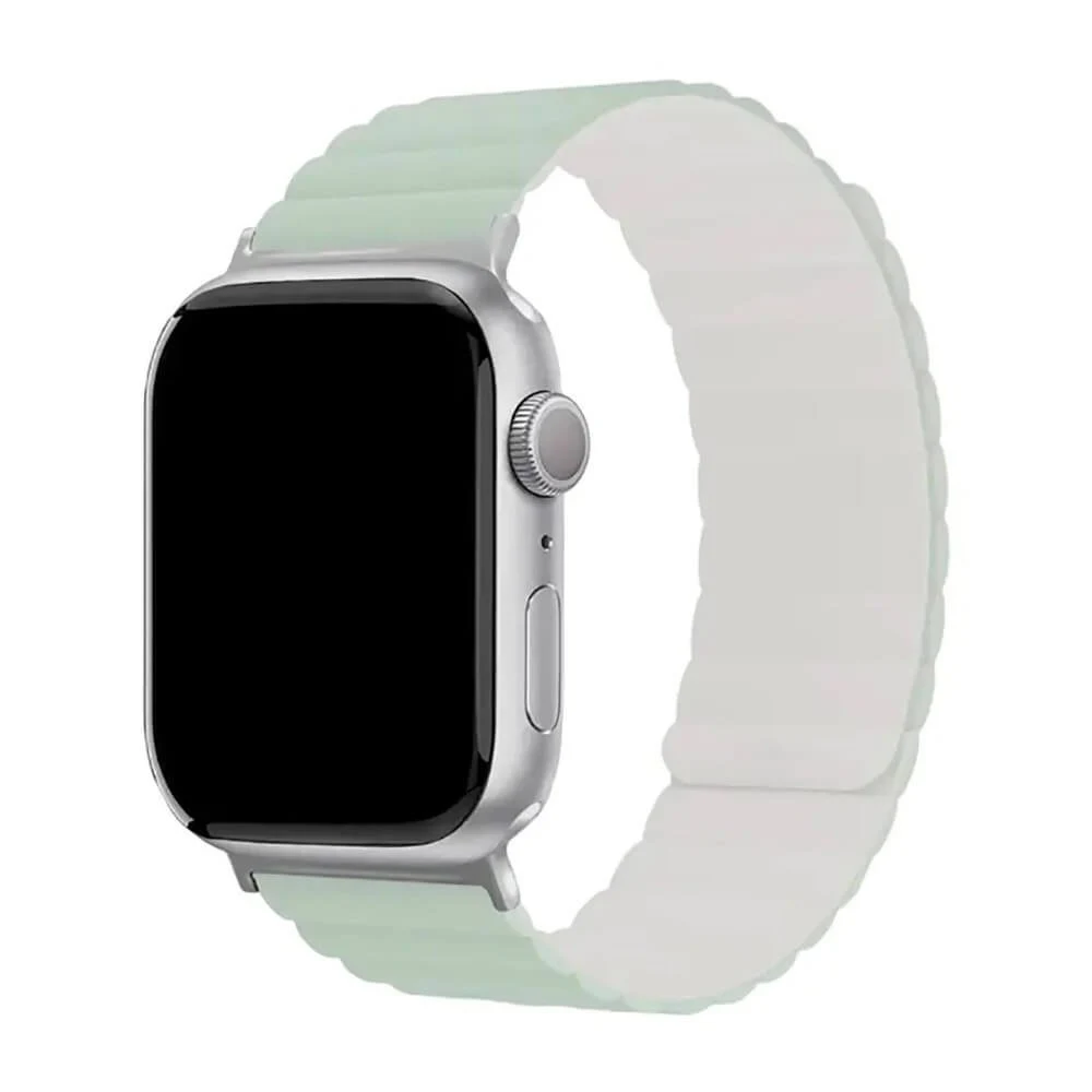 Ремешок силиконовый магнитный uBear Mode для Apple Watch 38/40/41мм. Цвет: шалфей/бежевый