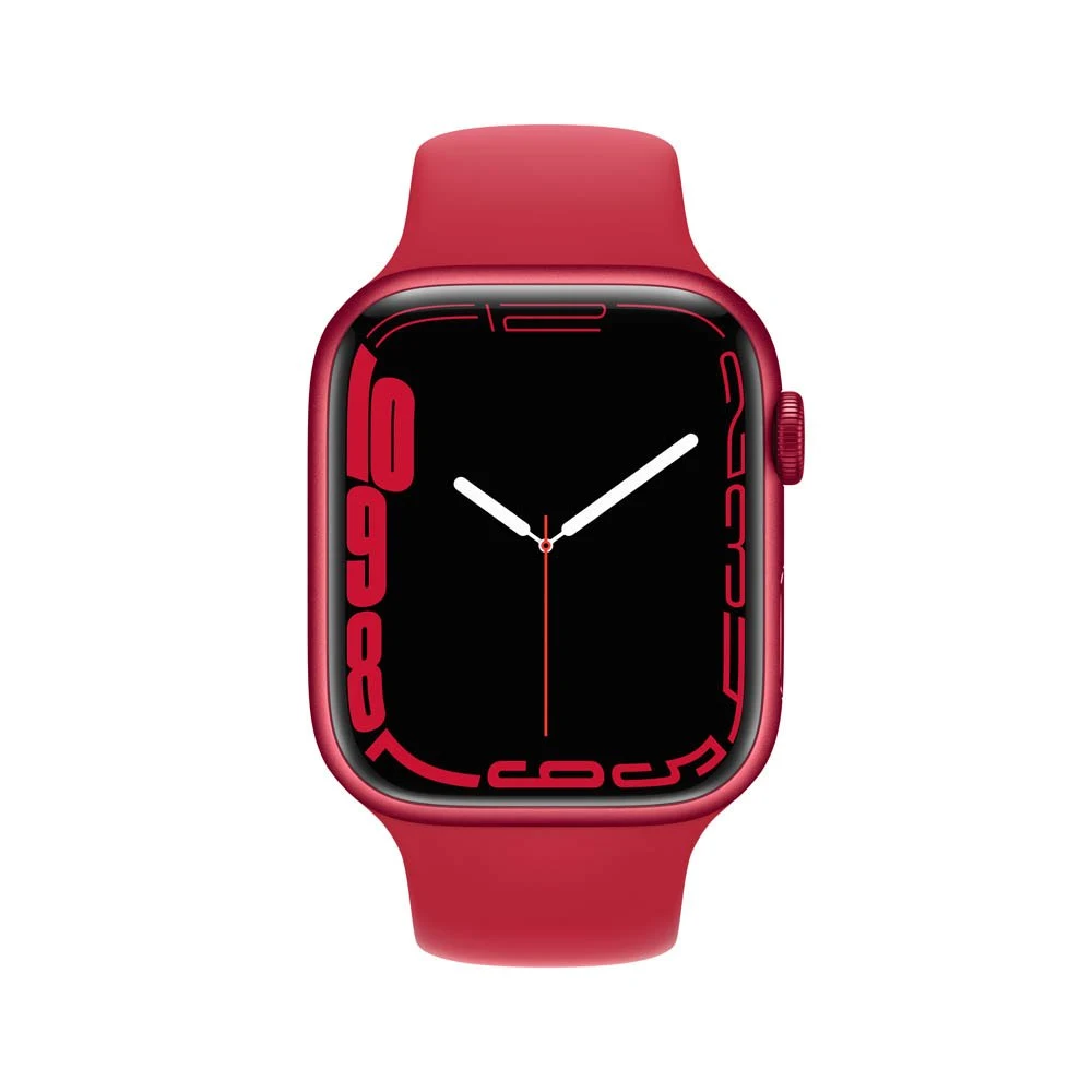 Apple Watch Series 7, 45мм, корпус из алюминия красного цвета, спортивный ремешок красный