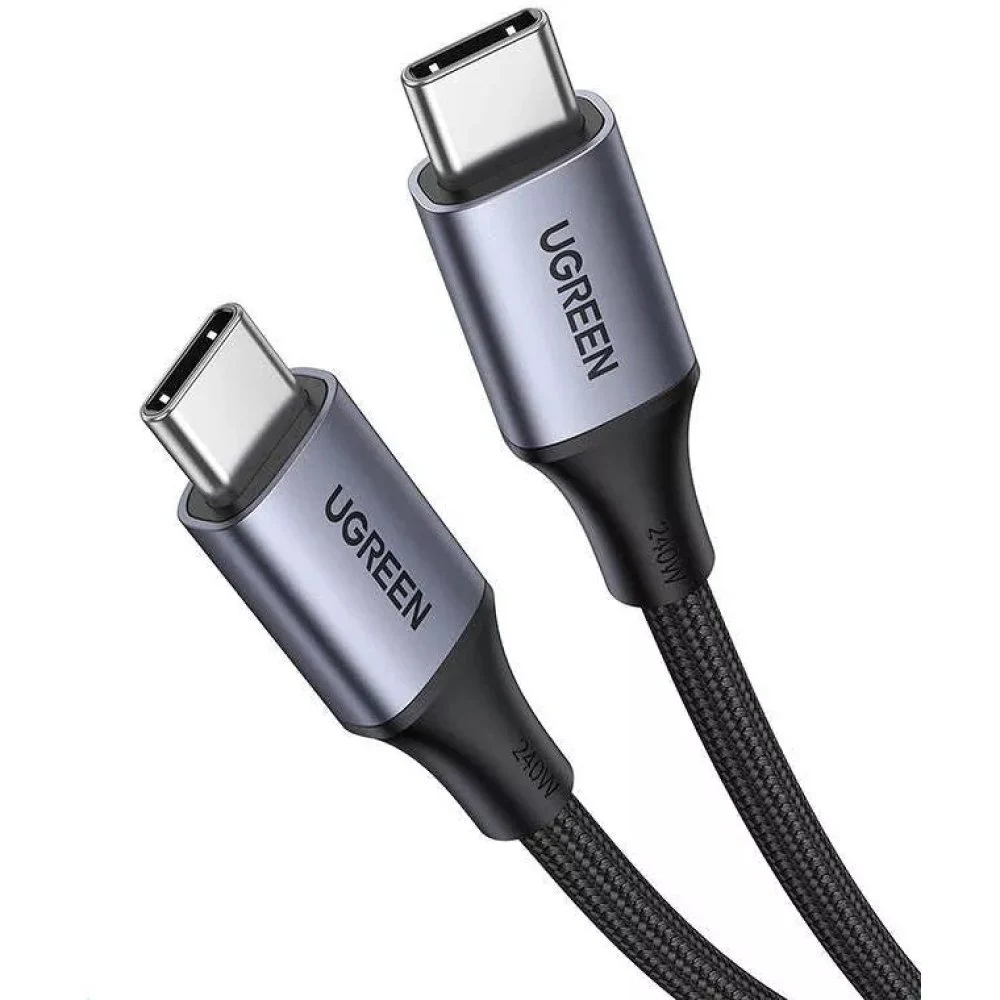 Кабель UGREEN USB-C to USB-C Cable 240W Aluminum Case в оплетке, 1м. Цвет: "серый космос"