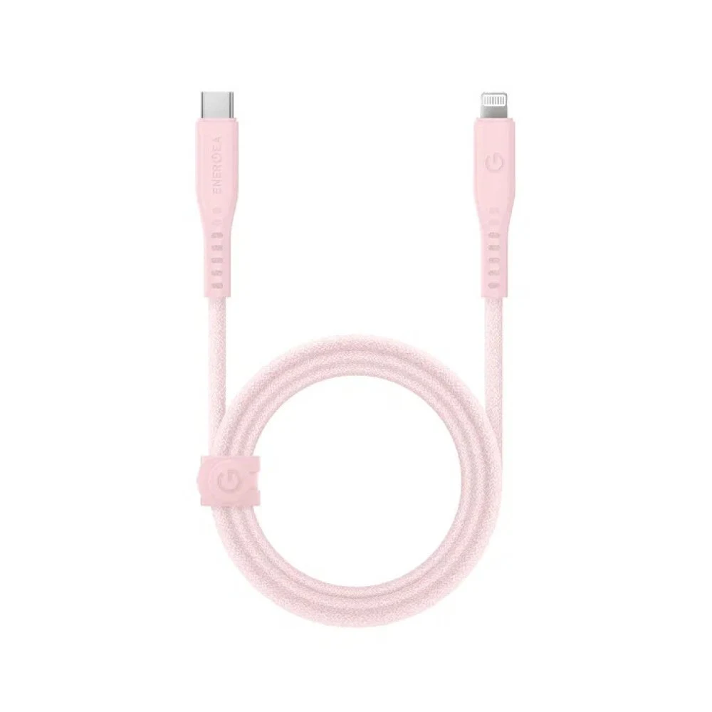 Кабель EnergEA FLOW USB-C - Lightning MFI, PD 60Вт, 3А, 1.5м. Цвет: розовый