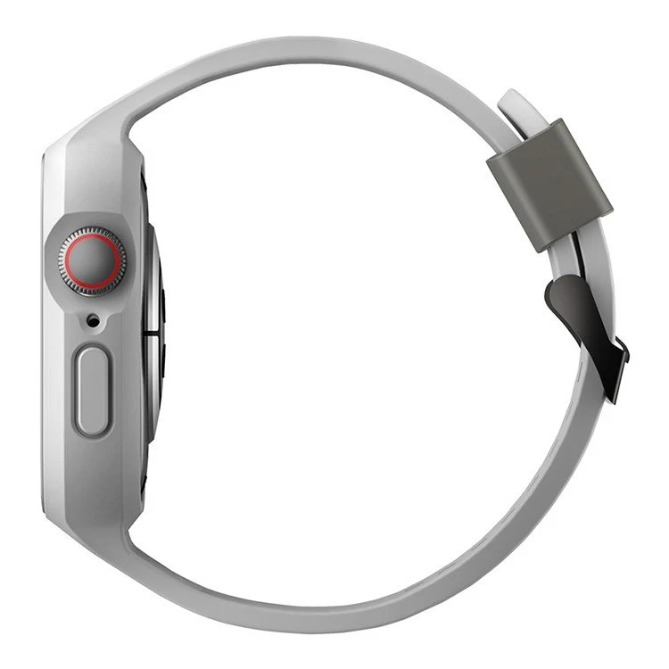 Ремешок силиконовый с чехлом Uniq Monos для Apple Watch 44мм/42мм. Цвет: серый