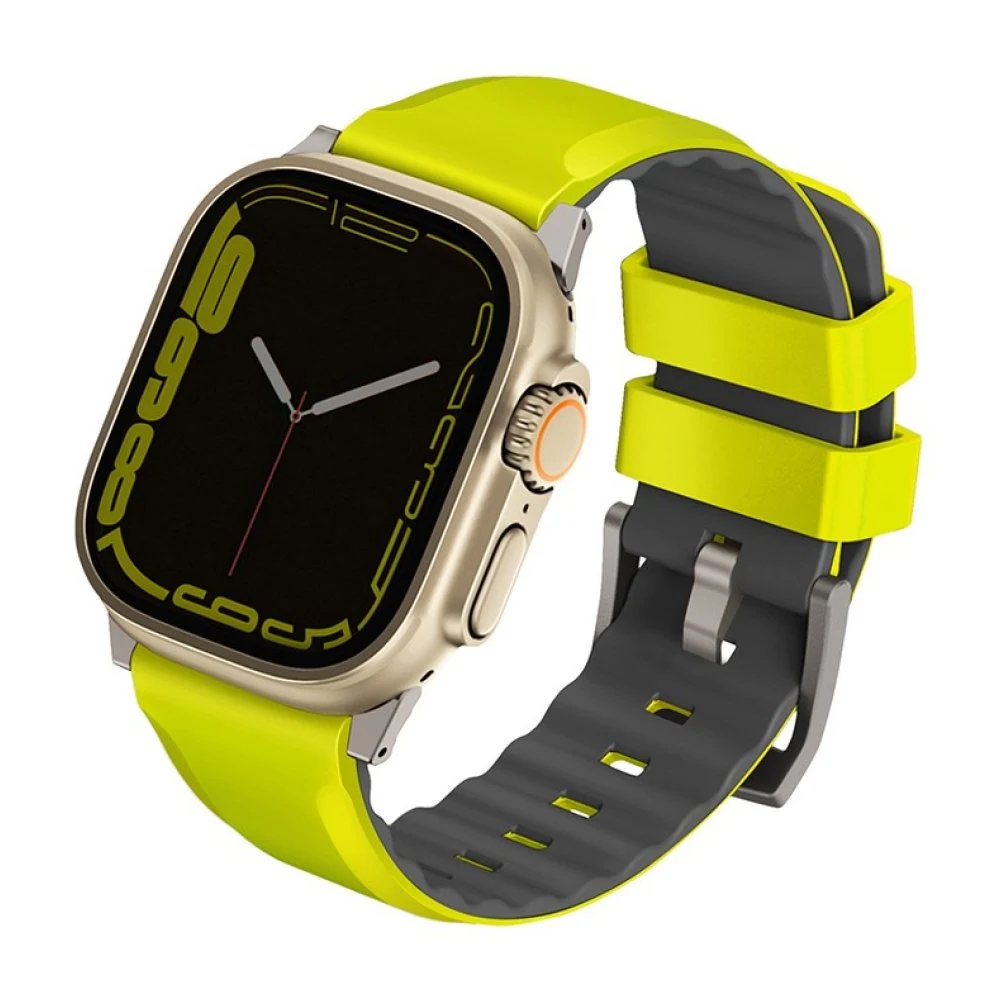 Ремешок силиконовый Uniq Linus для Apple Watch 44мм/42мм. Цвет: лимонно-зелёный