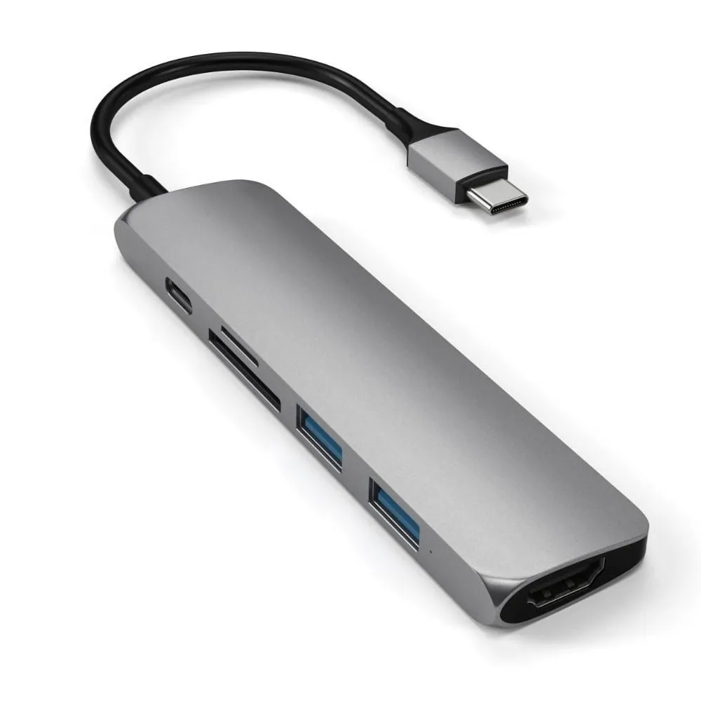 USB-C адаптер Satechi Type-C Slim multiport, V2. Цвет: серый космос
