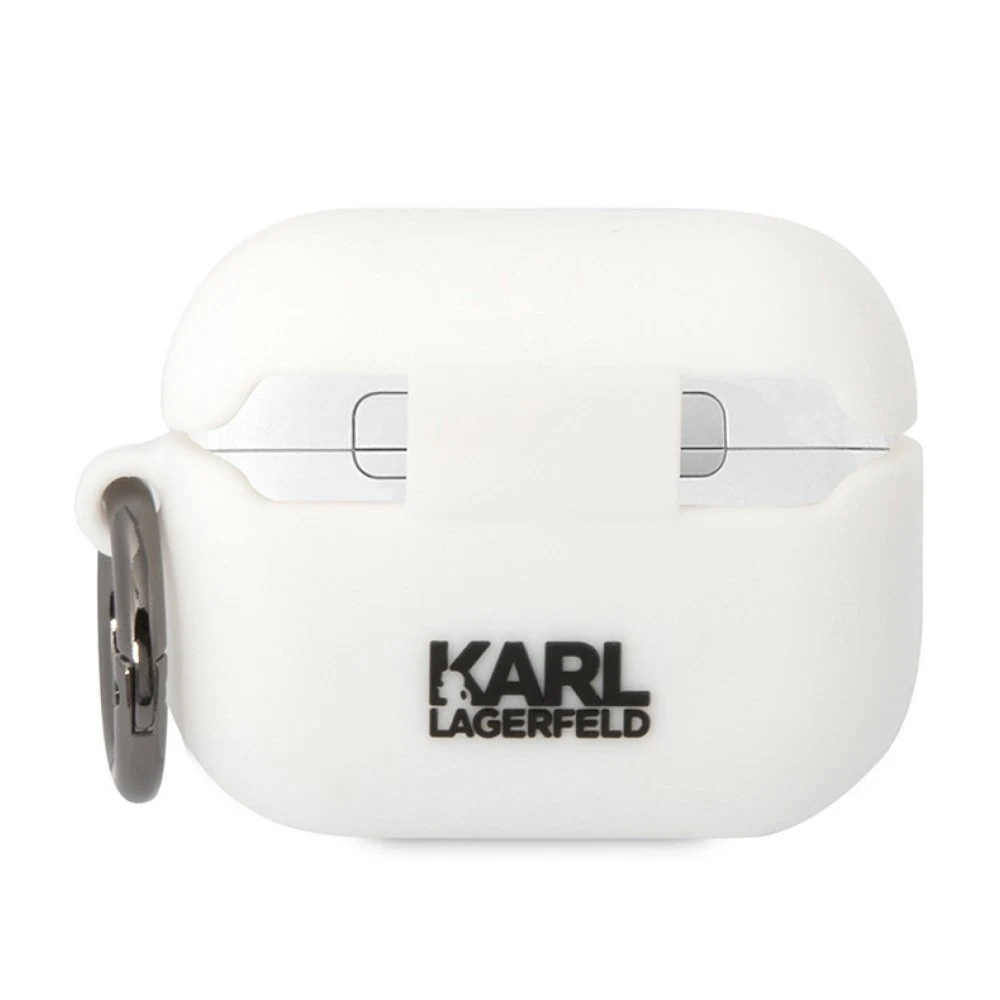 Чехол Lagerfeld NFT 3D Choupette для AirPods Pro силиконовый с кольцом. Цвет: белый