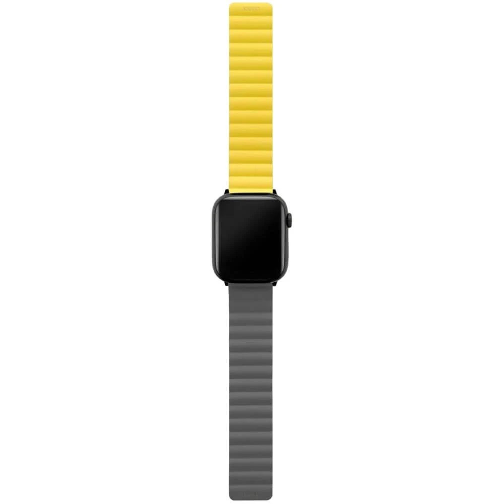Ремешок силиконовый магнитный uBear Mode для Apple Watch 42/44/45мм. Цвет: чёрный/жёлтый