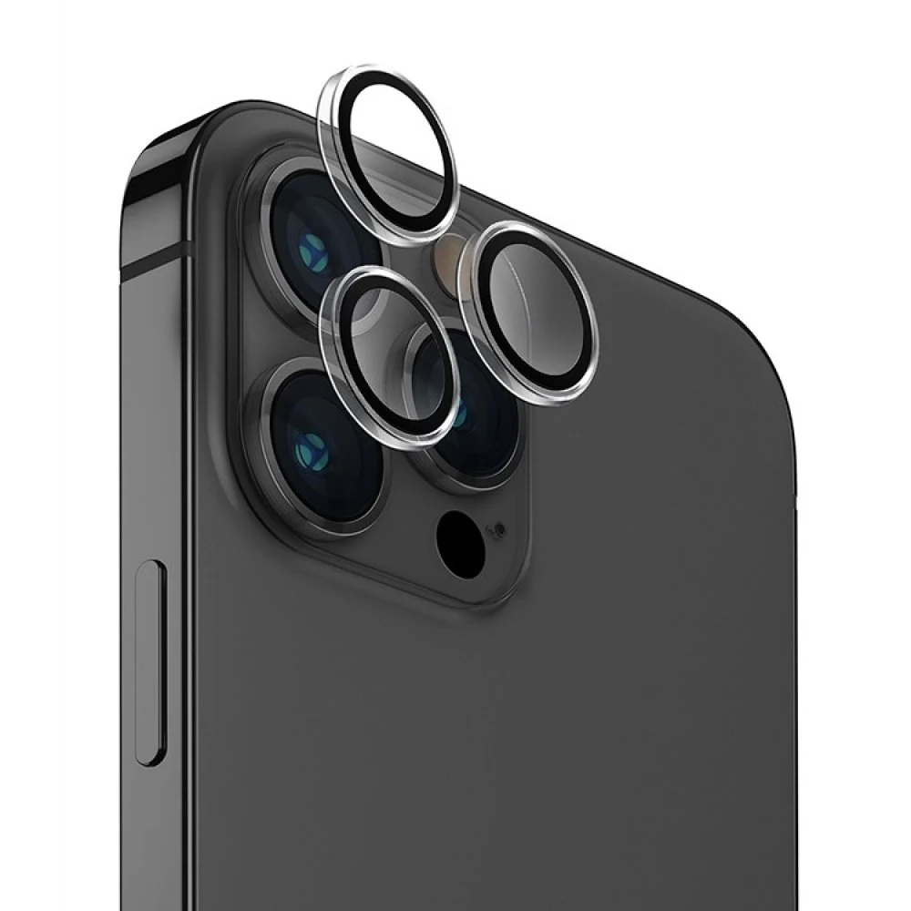 Защитное стекло BlueO Camera lens PVD stainless steel д/камеры iPhone 15 Pro (3 шт.). Цвет: чёрный