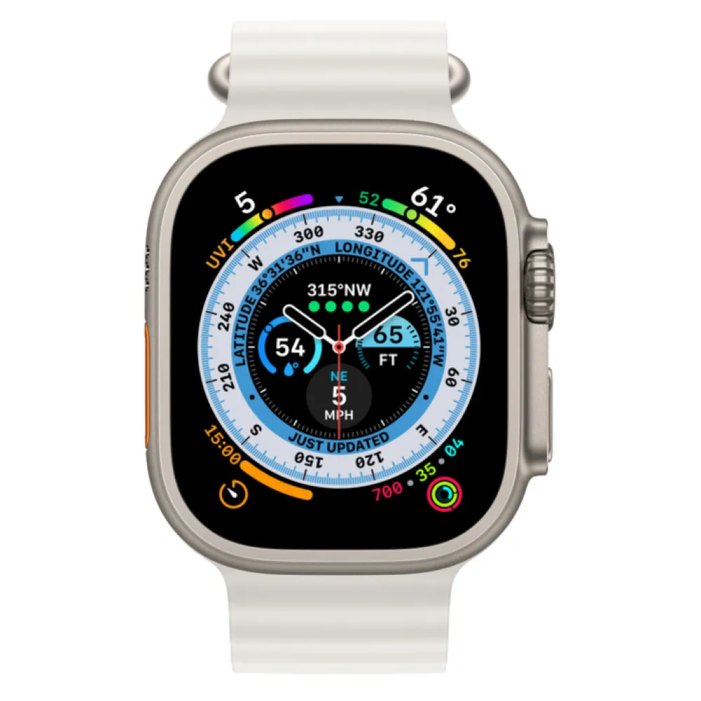 Apple Watch Ultra, 49мм, "океанический" ремешок белого цвета