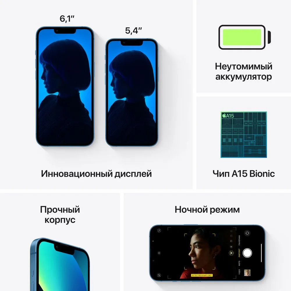 Смартфон Apple iPhone 13 mini 256 ГБ. Цвет: синий