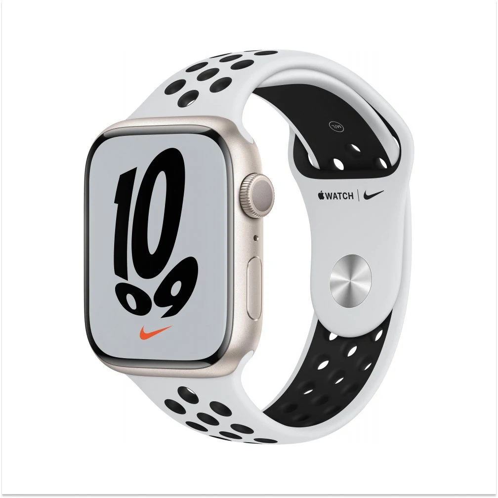 Apple Watch Nike Series 7, 45мм, корпус из алюминия цвета "Сияющая звезда", спортивный ремешок Nike