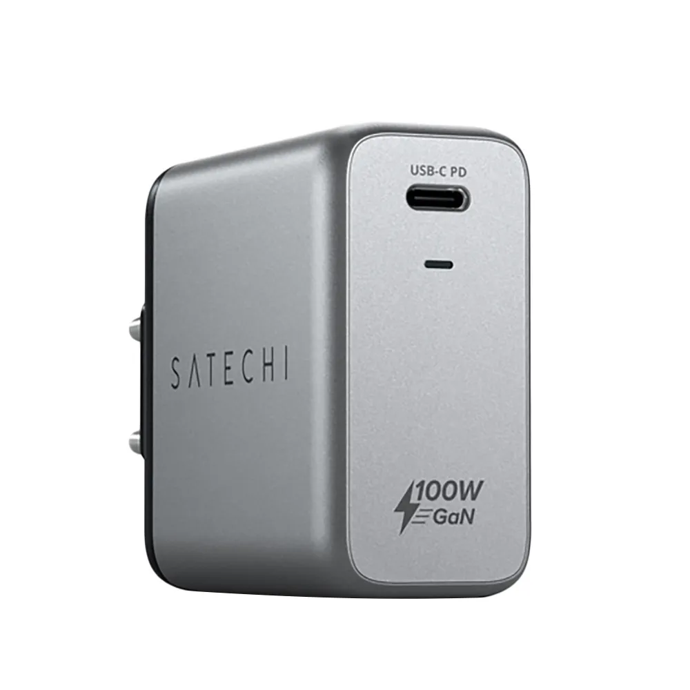 Сетевое зарядное устройство Satechi Compact Charger 100W с технологией GaN Power. Цвет: серый космос