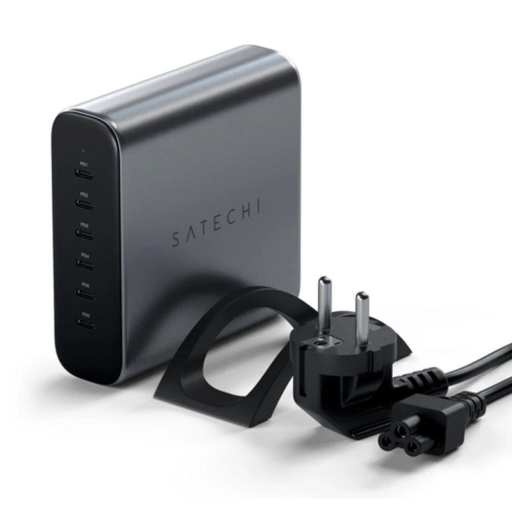 Сетевое зарядное устройство Satechi USB-C 6-Port PD GaN Charger 200W. Цвет: серый космос