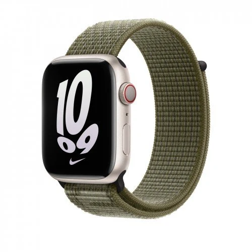 Спортивный браслет Nike для Apple Watch 45мм. Sequoia/Pure Platinum