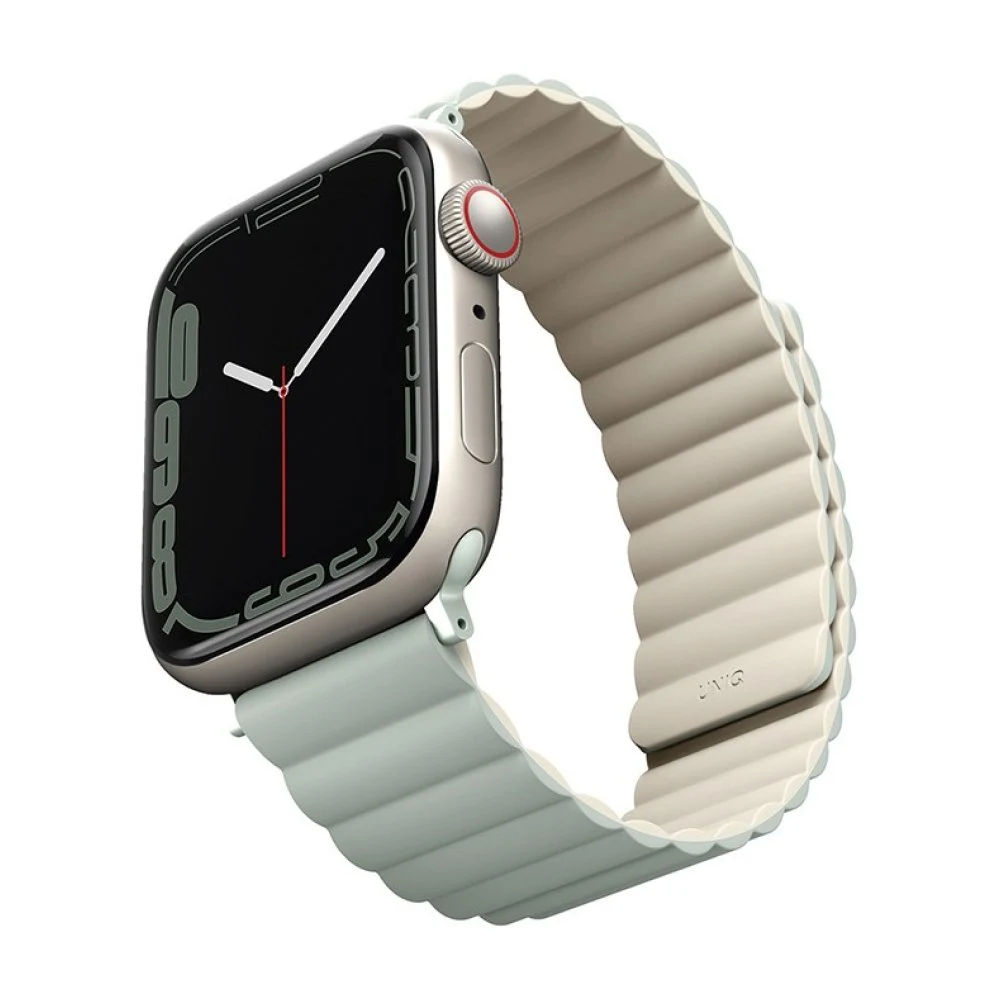 Ремешок силиконовый Uniq Revix reversible Magnetic для Apple Watch 38мм/40мм. Цвет: зелёный/бежевый