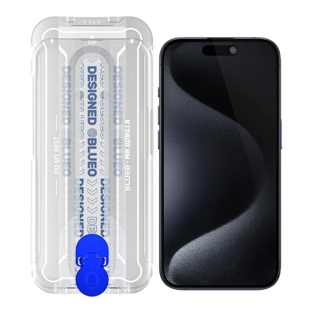 Защитное стекло BlueO Anti-peep Black (приватное)+installer для iPhone 15 Pro Max